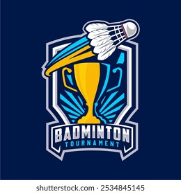 Modelo de logotipo do clube de badminton, conceito de logotipo de torneios de badminton. Ilustração de vetor de design de símbolo de esporte abstrato