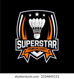 Badminton club logo template, Badminton tournaments logotype concept. Abstract sport symbol design vector illustration