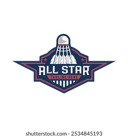 Badminton club logo template, Badminton tournaments logotype concept. Abstract sport symbol design vector illustration