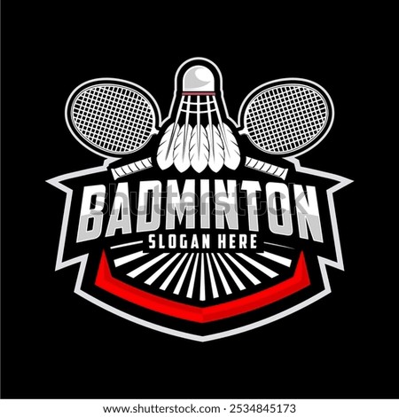 Badminton club logo template, Badminton tournaments logotype concept. Abstract sport symbol design vector illustration