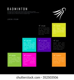 Badminton Colorful Black Freehand Sketch Graphic Design Vector Illustration EPS10

