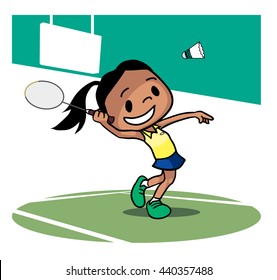 Badminton competition. Cartoon character. Vector illustration