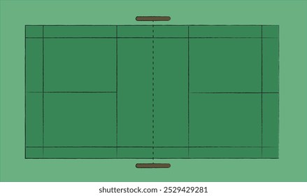 Badminton court illustration.  Court markings simple vector illustration. 