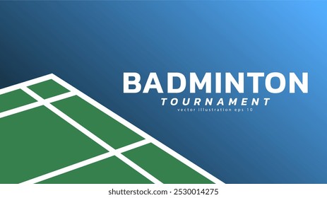 Badminton corte no fundo azul badminton corte interior badminton esportes papel de parede com espaço de cópia, ilustração Vetor EPS 10