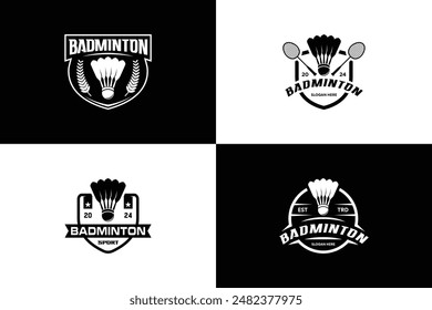 Colección de diseño de logotipo de emblema de bádminton