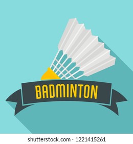 Badminton emblem logo. Flat illustration of badminton emblem vector logo for web design