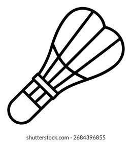 Vector del icono del contorno de la pluma del bádminton sobre fondo blanco 