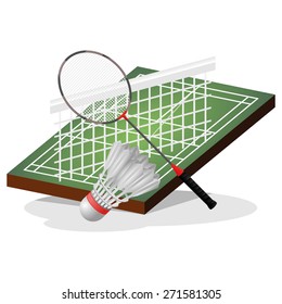 Badminton Field and Ball Vector Illustration