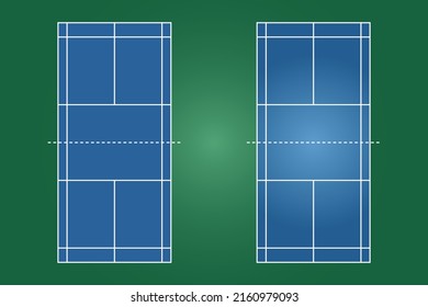 Badminton field flat design, Sport field graphic illustration, Vector of badminton court and layout.