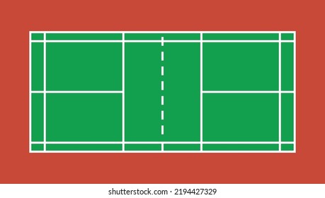 badminton field. badminton. game or match. Green field. drawing. vector illustration. icon