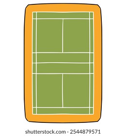 vetor isolado desenhado à mão da ilustração do campo badminton