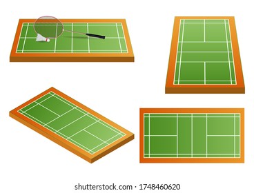 Badminton field with multiple viewing angles