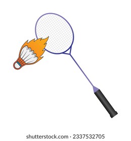 Badminton Fire Vector, Badminton Vector with fire Cork, illustration, Racket illustration, Sports illustration, Badminton  Ball, colorful vector, rgb, Badminton silhouette, silhouette, 