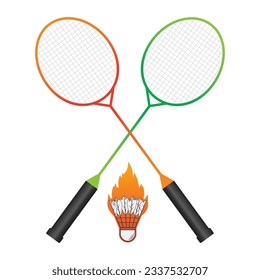 Badminton Fire Vector, Badminton Vector with fire Cork, illustration, Racket illustration, Sports illustration, Badminton  Ball, colorful vector, rgb, Badminton silhouette, silhouette, 