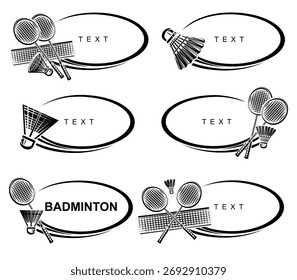 Badminton frame set. Collection icons badminton. Vector