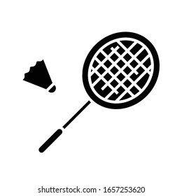 Badminton game black icon, concept illustration, vector flat symbol, glyph sign.