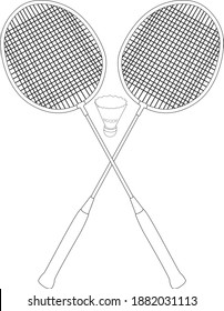 Juego de bádminton. Dos raquetas y un cochecito.