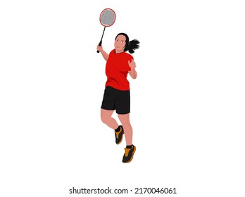 alta vectorial de la jugadora femenina de bádminton