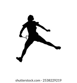 Badminton girls player vector silhouette.