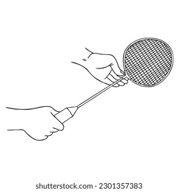 badminton grip line vector illustration,isolated on white background,top view