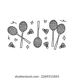 vector de ilustraciones de doodle de mano de badminton