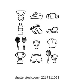 vector de ilustraciones de doodle de mano de badminton