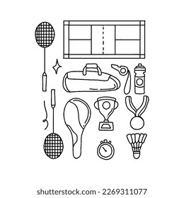 badminton handrawn doodle illustrations vector