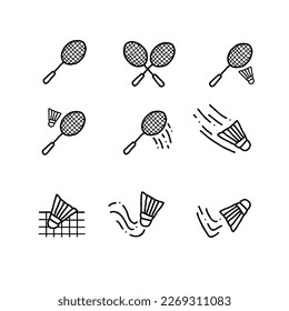 badminton handrawn doodle illustrations vector