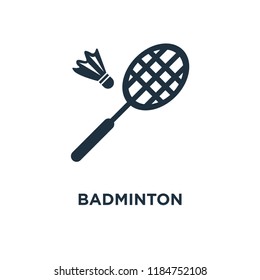 Badminton icon. Black filled vector illustration. Badminton symbol on white background. Can be used in web and mobile.