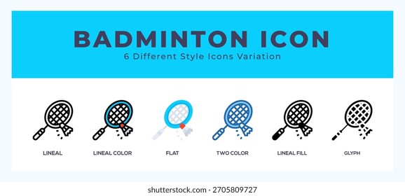 Ícone de badminton em linha cheia. fina. traçado de contorno e estilo plano.