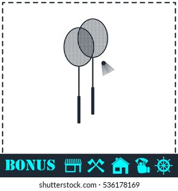 Badminton icon flat. Simple vector symbol and bonus icon