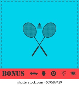 Badminton icon flat. Simple vector symbol and bonus icon