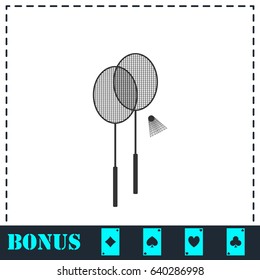 Badminton icon flat. Simple vector symbol and bonus icon