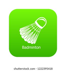 Badminton icon green vector isolated on white background