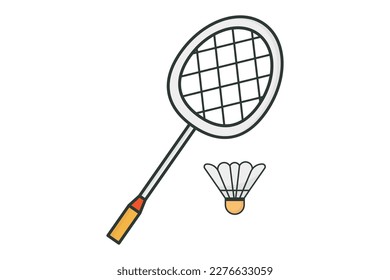Badminton icon illustration. Racket and shuttlecock. icon related to badminton, sport. Flat line icon style, lineal color. Simple vector design editable