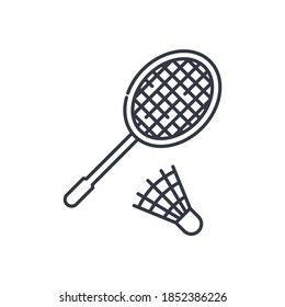 Icono de Badminton, ilustración lineal aislada, vector de línea delgada, signo de diseño web, símbolo de concepto de contorno con trazo editable sobre fondo blanco.