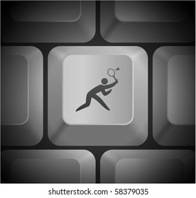 Badminton Icon on Computer Keyboard Original Illustration