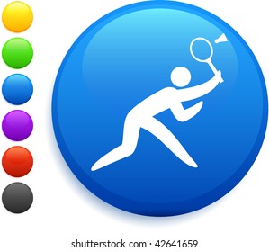 badminton icon on round internet button original vector illustration 6 color versions included