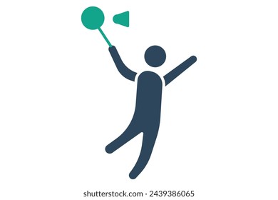 badminton icon. people hitting the shuttlecock. icon related to sport, gym. solid icon style. element illustration.