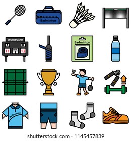 Badminton icon set 1-16 layer