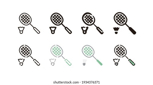 Badminton Icon Set (8 different style vector icon set)