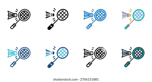 Ícone de badminton definir coleção de vários estilos 
