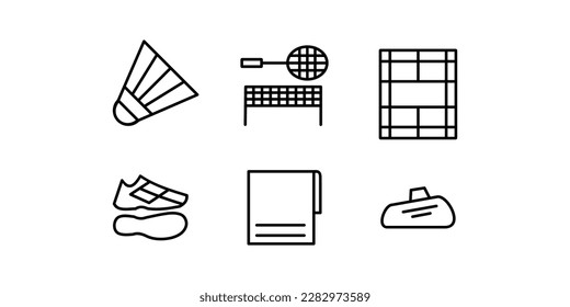 badminton icon set. vector illustration.