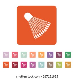 The badminton icon. Shuttlecock symbol. Flat Vector illustration. Button Set