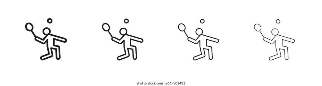 Badminton icon simple black vectors pack. Design infographic element