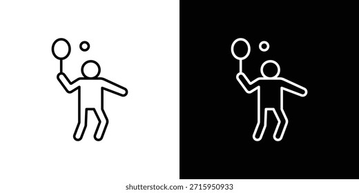 Icono de bádminton. Símbolo plano simple. Ilustración de pictograma de contorno negro perfecto
