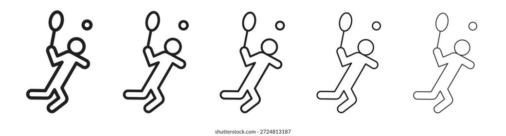 Icono de bádminton. Estilo de contorno simple. Elementos gráficos.
