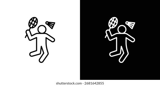 Pictograma de Vector simple del icono del bádminton. concepto blanco y negro del icono