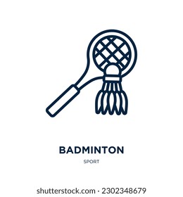 badminton icon from sport collection. Thin linear badminton, fitness, tennis outline icon isolated on white background. Line vector badminton sign, symbol for web and mobile