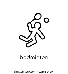 Badminton icon. Trendy modern flat linear vector Badminton icon on white background from thin line sport collection, editable outline stroke vector illustration